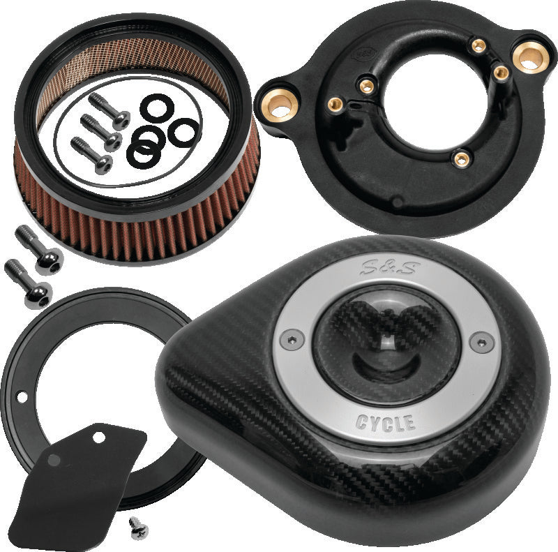 S&S Cycle 2017+ M8 Models Stealth Air Cleaner Kit w/ Carbon Fiber Cover