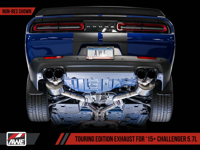 AWE Tuning 15+ Challenger 5.7 Touring Edition Exhaust - Non-Resonated - Diamond Black Quad Tips