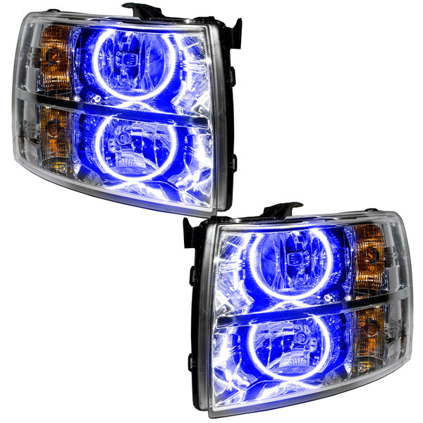 Oracle Lighting 07-13 Chevrolet Silverado Pre-Assembled LED Halo Headlights (Round Style) - Blue