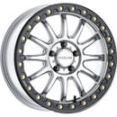 Raceline A14SB Alpha 17x7in/5x114.3 BP/40mm Offset/68mm Bore - Silver & Blk Ring Beadlock Wheel