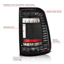 ANZO 19-24 RAM 1500 (Factory Halogen Models) Full LED Tail Lights SeqSig Black - Pair