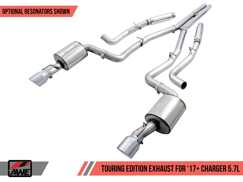 AWE Tuning 17+ Dodge Charger 5.7 Touring Edition Exhaust - Non-Resonated - Diamond Black Tips