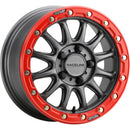 Raceline A14GR Alpha 15x7in/4x156 BP/10mm Offset/132.5mm Bore - Gunmetal & Red Ring Beadlock Wheel