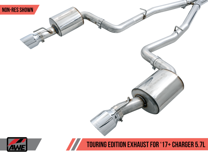 AWE Tuning 17+ Dodge Charger 5.7 Touring Edition Exhaust - Non-Resonated - Diamond Black Tips