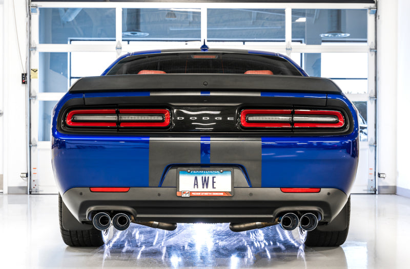 AWE Tuning 15+ Challenger 5.7 Touring Edition Exhaust - Non-Resonated - Chrome Silver Quad Tips