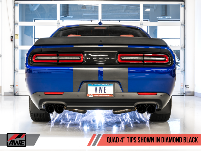 AWE Tuning 15+ Challenger 5.7 Touring Edition Exhaust - Non-Resonated - Diamond Black Quad Tips