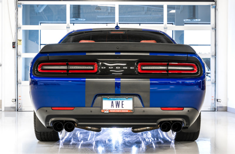 AWE Tuning 15+ Challenger 5.7 Touring Edition Exhaust - Non-Resonated - Diamond Black Quad Tips