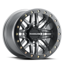 Raceline A91G Ryno 15x7in/4x156 BP/10mm Offset/132.5mm Bore - Gunmetal & Black Ring Beadlock Wheel