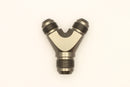 DeatschWerks 8AN Male Flare + 8AN Male Flare to 10AN Male Flare Y Block Fitting