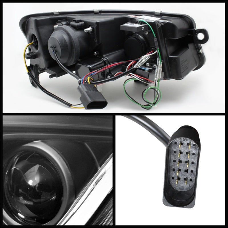 Spyder Audi A6 05-07 Projector Headlights Halogen Light Tube DRL Blk PRO-YD-ADA605-LTDRL-BK