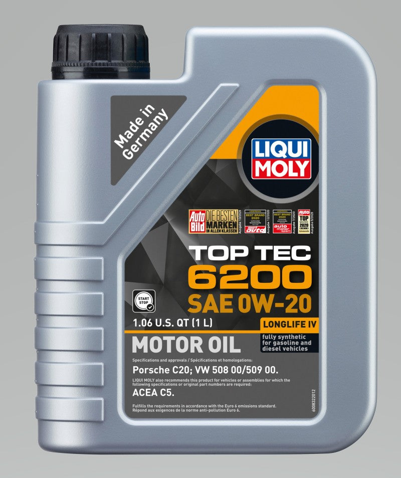 LIQUI MOLY 1L Top Tec 6200 Motor Oil 0W20 - Case of 6