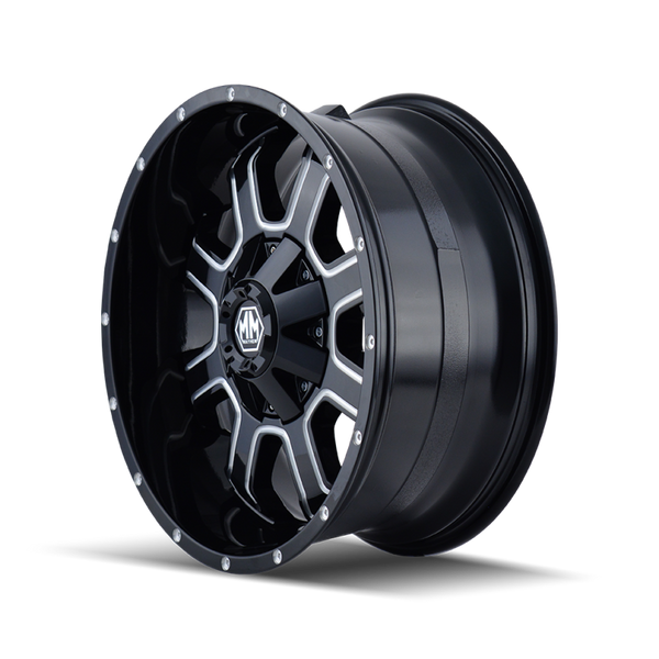 Mayhem 8103 Fierce 20x9 / 8x165.1 BP / 18mm Offset / 130.8mm Hub Black w/ Milled Spokes Wheel