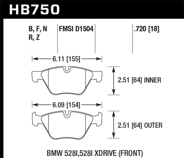 Hawk 13-14 BMW 528i / 528i xDrive HPS 5.0 Front Brake Pads