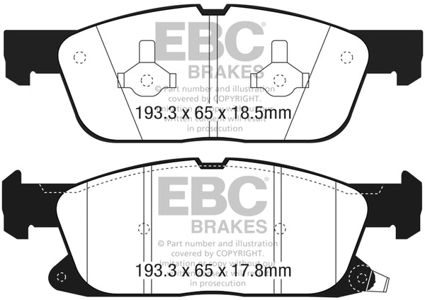 EBC 2016+ Lincoln Continental (10th Gen) 2.7L Twin Turbo Ultimax2 Front Brake Pads
