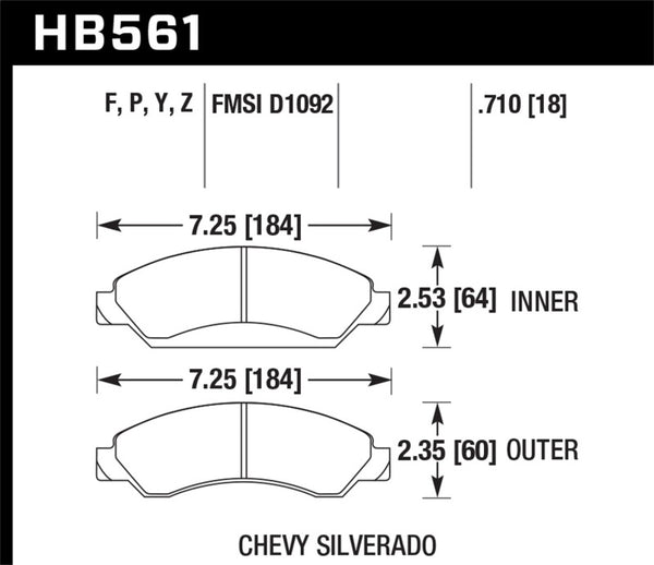 Hawk 07 Chevy Tahoe / 07 GMC Yukon HPS 5.0 Front Brake Pads