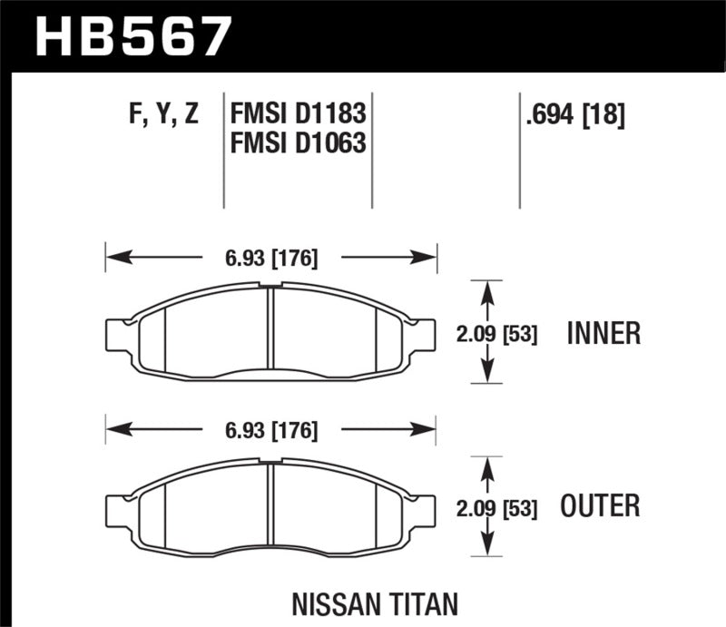 Hawk 04-06 infiniti QX56 / 05-06 Armada / 04 Pathfinder / 04-07 Titan HPS Street Front Brake Pads