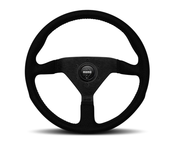 Momo Montecarlo Alcantara Steering Wheel 320 mm - Black/Black Stitch/Black Spokes