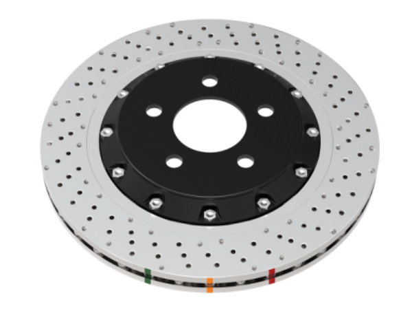 DBA 2022+ Volkswagen Golf R Mk8 5000 Series Cross Drilled & Dimpled 2 Piece Front Brake Rotor