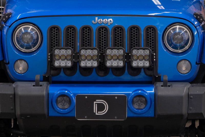 Diode Dynamics Jeep JK SS5 4-Pod CrossLink Grille Lightbar Kit Pro - White Combo