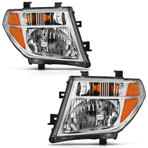 ANZO 2005-2008 Nissan Pathfinder Crystal Headlight Chrome Amber (OE Replacement)