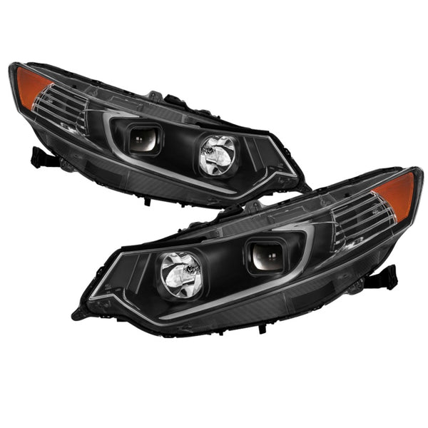 xTune 09-14 Acura Projector Headlights - Light Bar DRL - Black (PRO-JH-ATSX09-LB-BK)