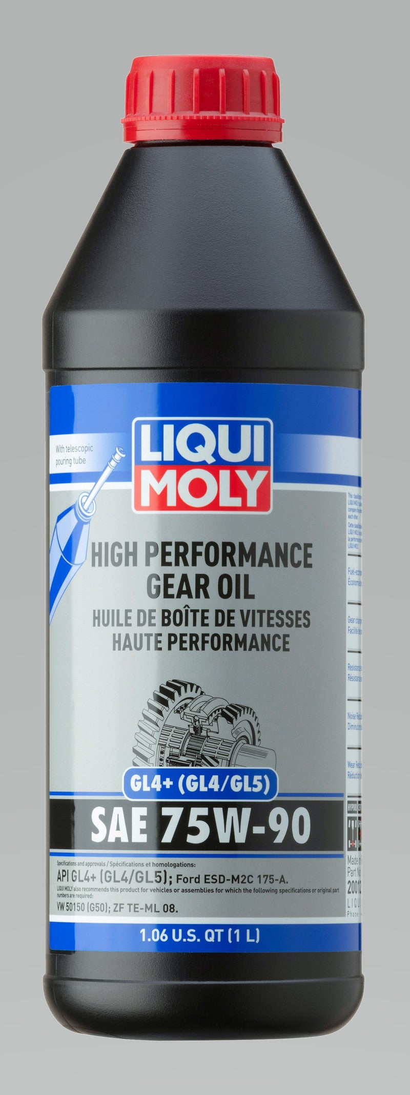 LIQUI MOLY 1L High Performance Gear Oil (GL4+) SAE 75W90 - Case of 6