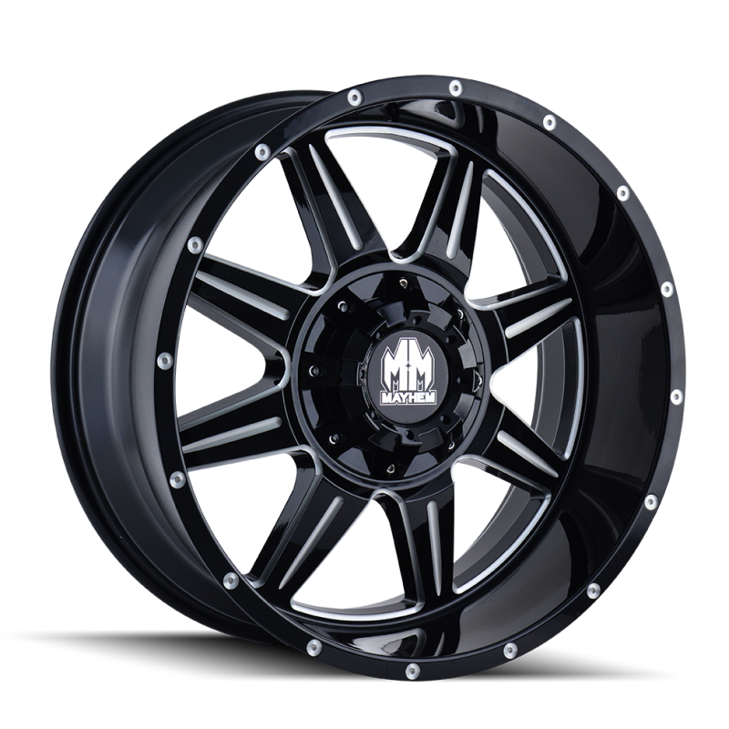 Mayhem 8100 Monstir 17x9 / 5x127 BP / 18mm Offset / 87mm Hub Black w/ Milled Spokes Wheel