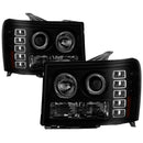 Spyder GMC Sierra 1500/2500 07-13 Projector Headlights LED Halo- LED Blk Smke PRO-YD-GS07-HL-BSM