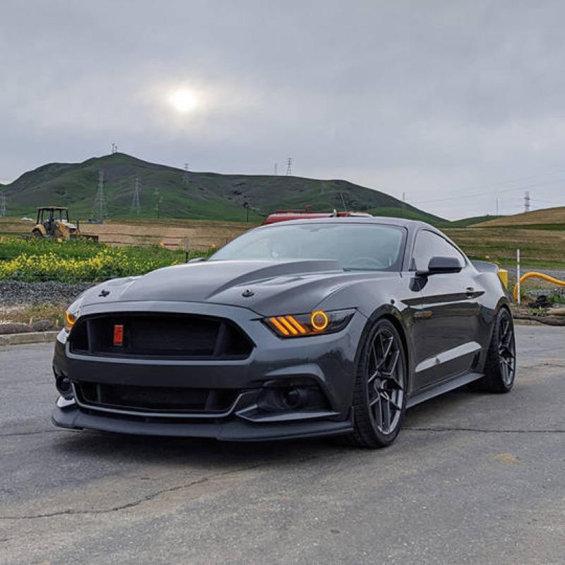 Oracle 15-17 Ford Mustang Dynamic RGB+A Pre-Assembled Headlights - Black Edition - ColorSHIFT