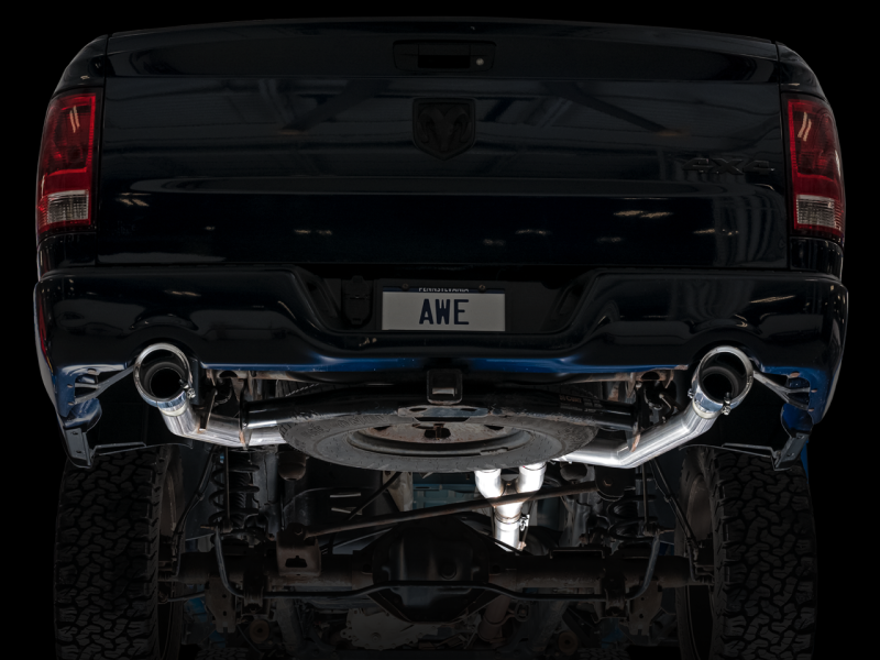 AWE Tuning 09-18 RAM 1500 5.7L (w/Cutouts) 0FG Dual Rear Exit Cat-Back Exhaust - Chrome Silver Tips