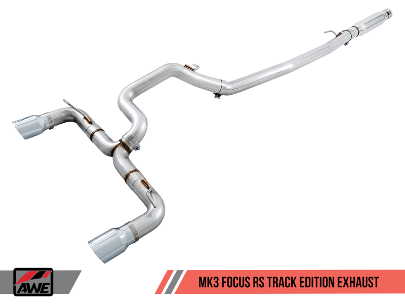 AWE Tuning Ford Focus RS Track Edition Cat-back Exhaust - Chrome Silver Tips