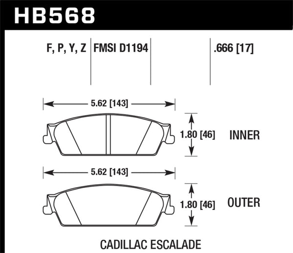 Hawk 07-14 Cadillac Escalade / EXT / ESV HPS 5.0 Rear Brake Pads