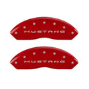 MGP 4 Caliper Covers Engraved Front 2015/Mustang Engraved Rear 2015/Bar & Pony Red finish silver ch