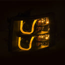 ANZO 2007-2013 Chevrolet Silverado 1500/2500 Projector Headlights w/ U-Bar Switchback Black w/ Amber