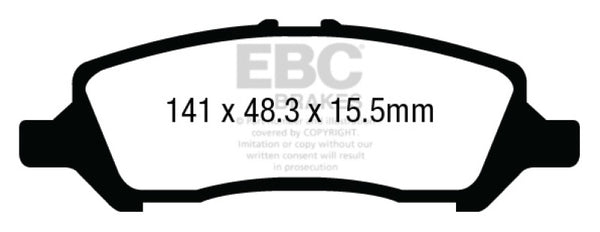 EBC 12+ Dodge Dart 1.4 Turbo Redstuff Rear Brake Pads