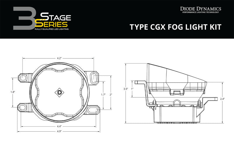 Diode Dynamics SS3 Type CGX LED Fog Light Kit Pro - Yellow SAE Fog