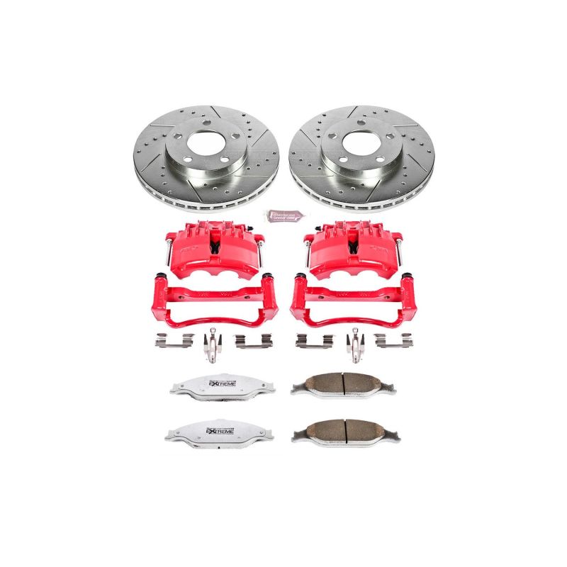 Power Stop 03-04 Ford Mustang Front Z26 Street Warrior Brake Kit w/Calipers