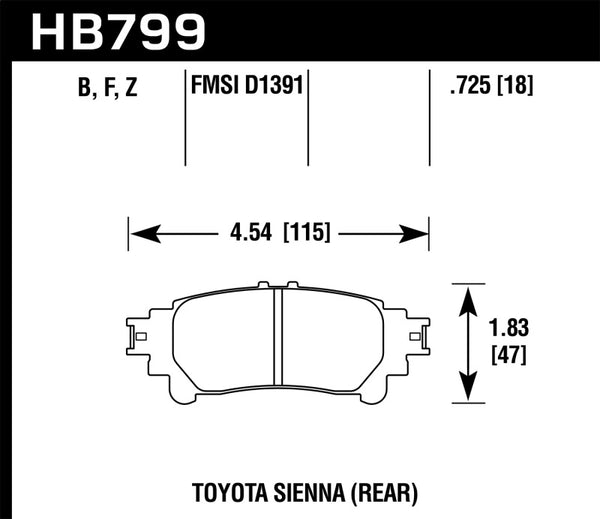 Hawk 14-16 Toyota Highlander HPS Rear Brake Pads