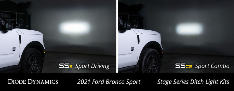 Diode Dynamics 2021 Ford Bronco Sport Stage Series 2in LED Ditch Light Kit - Sport Yellow Combo