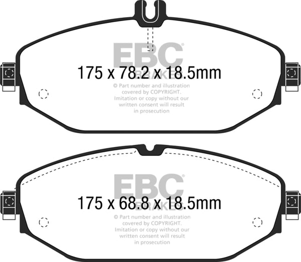 EBC 15+ Mercedes-Benz C300 (W205) 2.0 Turbo Ultimax2 Front Brake Pads