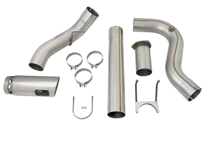 aFe LARGE BORE HD 5in 409-SS DPF-Back Exhaust w/Polished Tip 2017 Ford Diesel Trucks V8 6.7L (td)