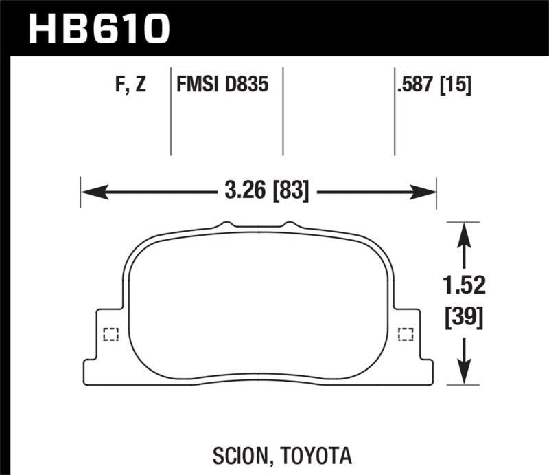 Hawk 05-09 Scion tC / 00-01 Lexus ES300 HPS Street Rear Brake Pads