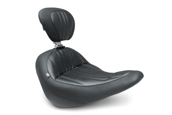 Mustang 18-21 Harley Low Rider, Sport Glide Standard Touring Solo Seat w/ Driver Backrest - Black