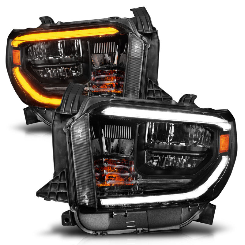 ANZO 2014-2021 Toyota Tundra LED Crystal Headlights w/ Switchback Black Housing w/ DRL