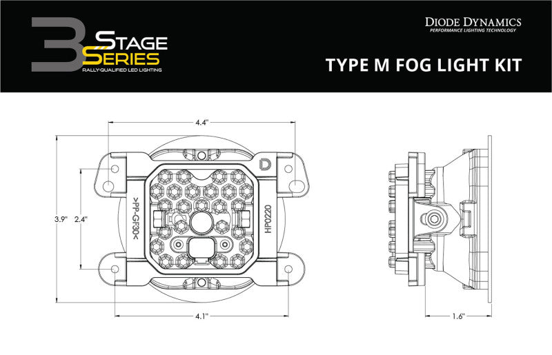 Diode Dynamics SS3 Pro Type M Kit ABL - Yellow SAE Fog