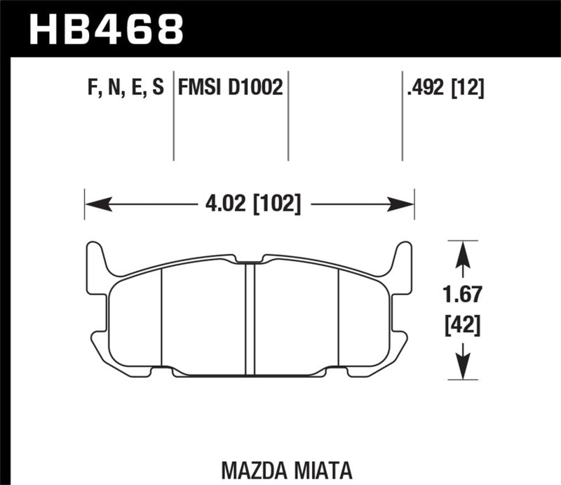 Hawk 04-05 Mazda Miata HT-10 Race Rear Brake Pads