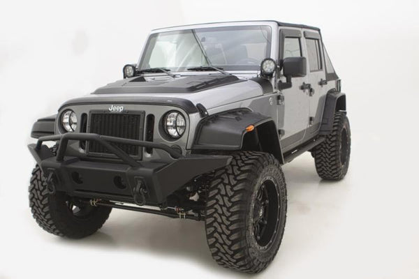 AVS 07-18 Jeep Wrangler Unlimited Ventvisor & Aeroskin Deflector Combo Kit - Matte Black