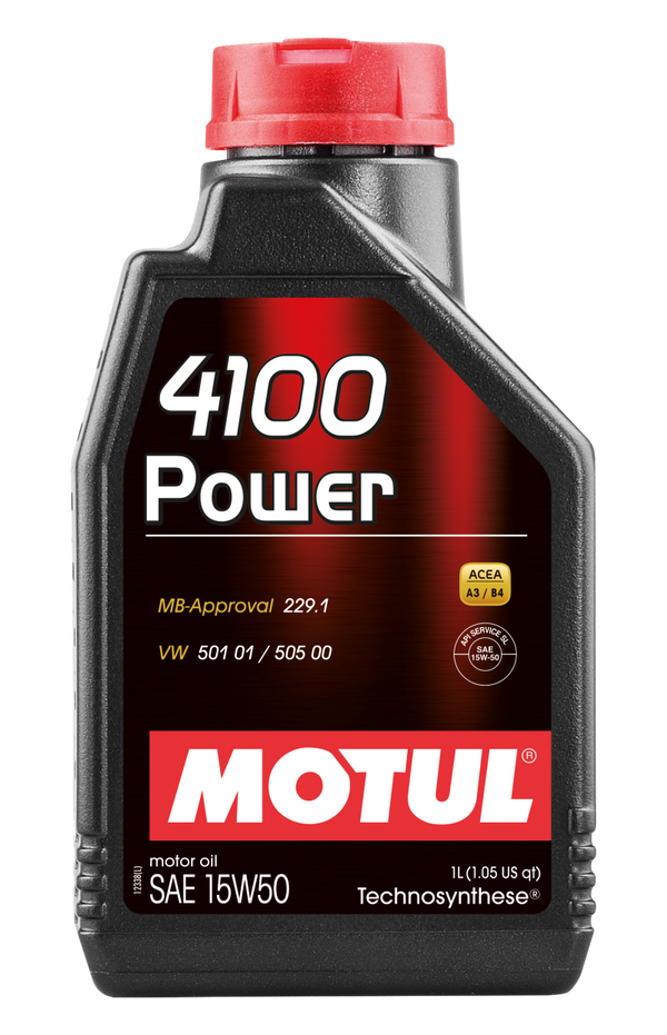 Motul 1L Engine Oil 4100 POWER 15W50 - VW 505 00 501 01 - MB 229.1 - Case of 12