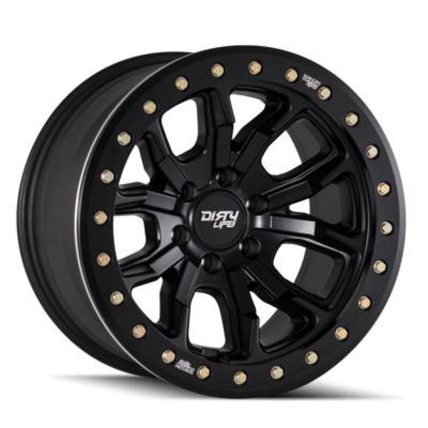 Dirty Life 9303 DT-1 17x9 / 6x139.7 BP / -12mm Offset / 106mm Hub Matte Black Wheel - Beadlock