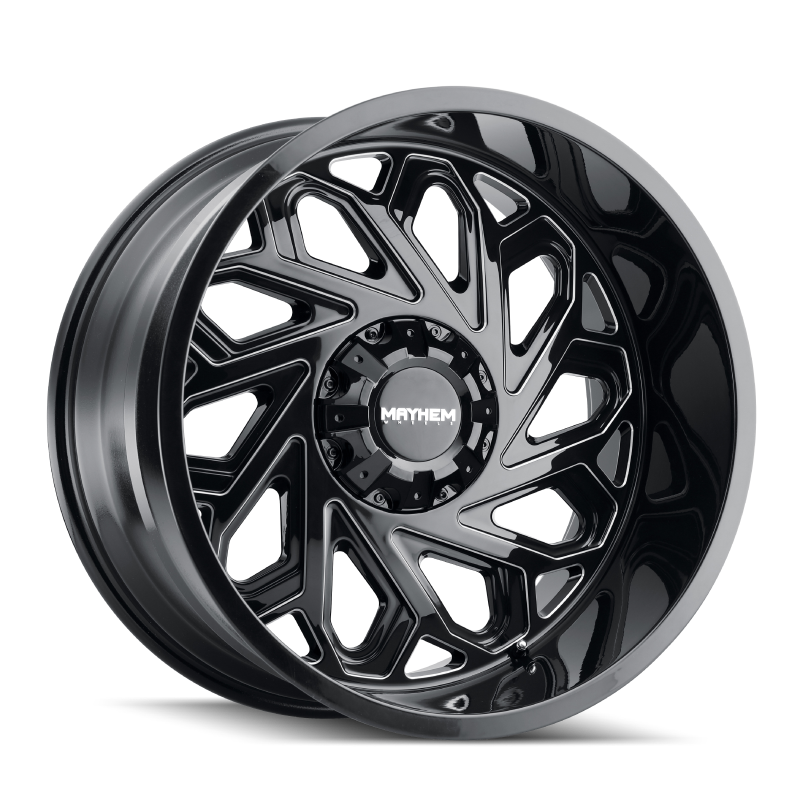 Mayhem 8112 Essex 22x12 / 8x170 BP / -51mm Offset / 125.2mm Hub Black w/ Milled Spokes Wheel